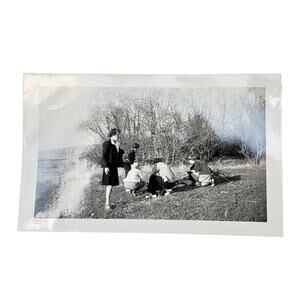 Vtg Friends Having Fun Together Original Monochrome Photography Found Snapshot